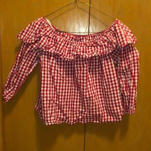 Gingham off the shoulder top